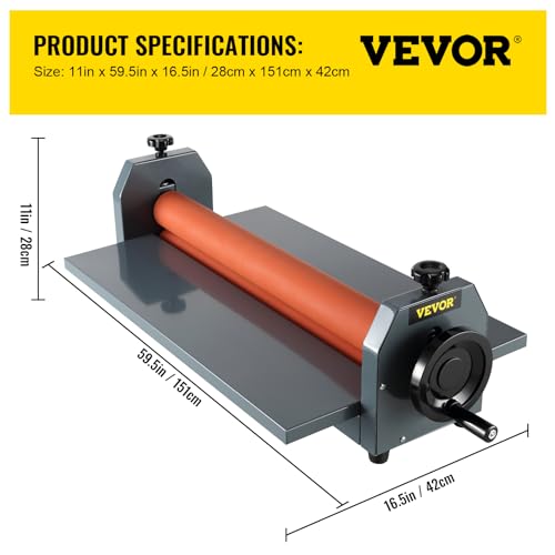 VEVOR 51 Inch Cold Laminator Machine 10mm Manual Vinyl Photo Film Cold laminator Hand Crank Pressure Cold Roll laminator(51Inch) - size: 51 inch