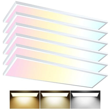 AIKVSXER 6 Pack 1x4 LED Flat Panel Light Surface Mount White, 5500LM 50W - color: White, size: 1x4FT 6PACK