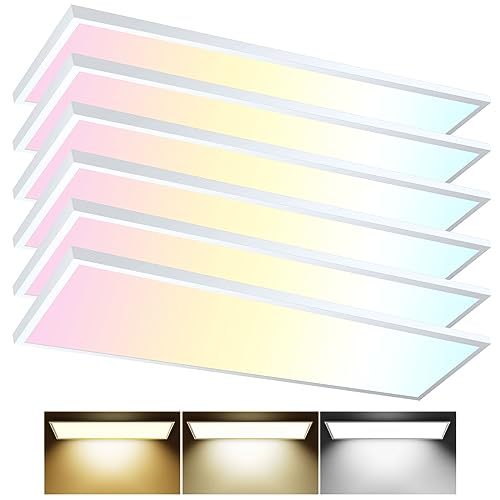 AIKVSXER 6 Pack 1x4 LED Flat Panel Light Surface Mount White, 5500LM 50W - color: White, size: 1x4FT 6PACK