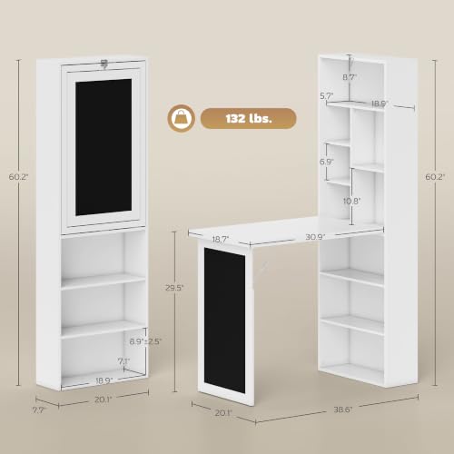 HOMCOM Foldable Desk Wall Mounted Convertible Table for Small Spaces, White - color: White