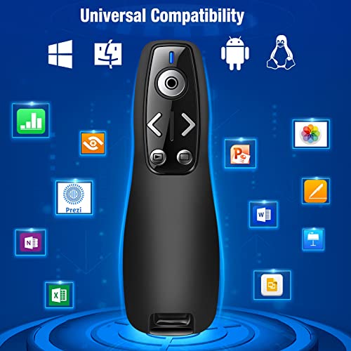 Wireless Presenter Clicker with Digital Pointer for TV/LED/LCD, Spotlight, Magnifier, Annotation, Software Preloaded on 4GB USB Drive, Page Up/Down & Volume Control, Compatible with Windows/Mac - color: Black+Digital