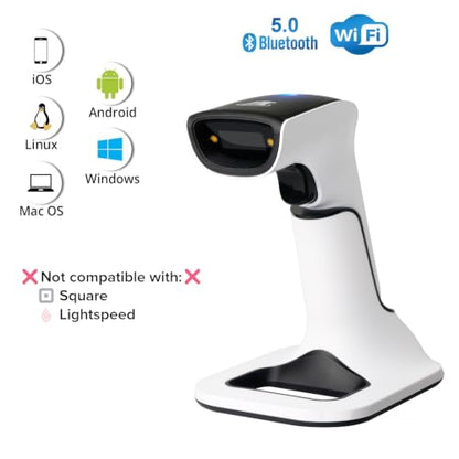 ScanAvenger Wireless Portable 1D&2D with Stand Bluetooth Barcode Scanner: 3-in-1 Handheld Scanner, Rechargeable Battery for Inventory - USB Bar Code/QR Reader (1D&2D with Next Gen Stand) - style: 1D&2D With Next Gen Stand