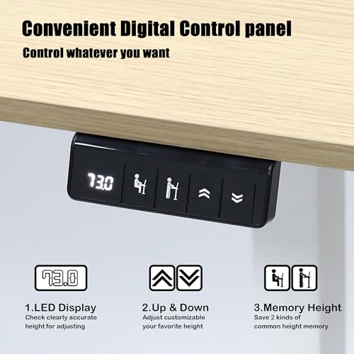 MSZ Electric Standing Desk 48x24 Inch with Memory Presets, Adjustable Height Sit to Stand Computer Desk for Home Office & Gaming, Maple - color: 1-maple