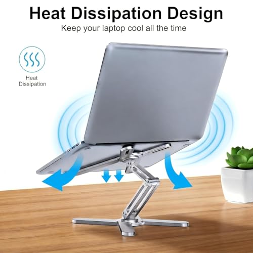 Atizzy 360 Rotating Laptop Stand Riser, Foldable for Desk, Silver - color: Silver