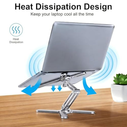Atizzy 360 Rotating Laptop Stand Riser, Foldable for Desk, Silver - color: Silver