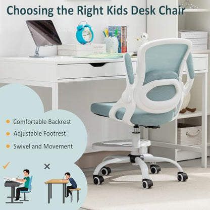 Kids Desk Chair,Ergonomic Study Chair with Adjustable Height,Swivel Mesh Desk Chair with Wheels,Home Office Chair for Children in Home Bedroom Blue - color: Blue
