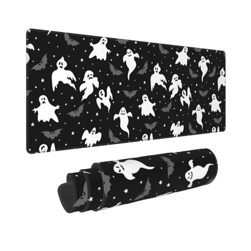 Gothic Ghost Bat Desk Mat, XL Mouse Pad, 31.5 x 11.8 Inch - color: Cute Halloween Ghost Bat Stars