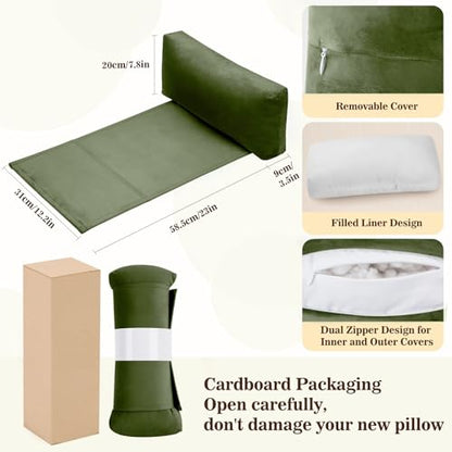 Recliner Headrest Pillow, Adjustable Comfort Neck & Head Support Pillow | Soft Velvet, Weighted Non-Slip Flap, Adjustable Filling, Washable Cover, for Recliners, Sofas, Office Chairs - color: Moss Green