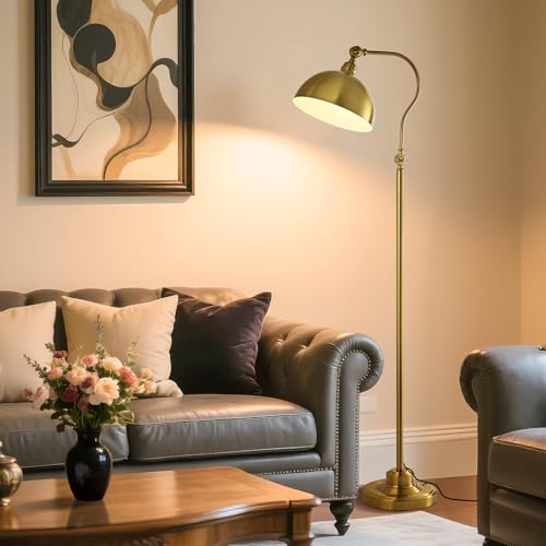 Bright Reading Floor Lamp with Remote and Bluetooth Dimming - color: Gold Remote Dimming