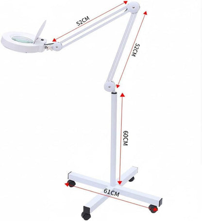 ANCHOR LANE Magnifying Glass with Light and Stand, 10x Lighted Magnifying Glass Floor Stand with Flexible Gooseneck & Spinner Wheels, Large LED Magnifying Lamp for Salon, Skincare & Beauty