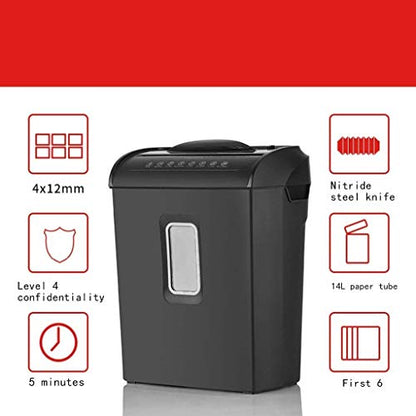 Mini Paper Shredder-6 Sheet Crosscut Paper，CD and Credit Card， Basket Shredder, 5 Minutes Continuous Run Time