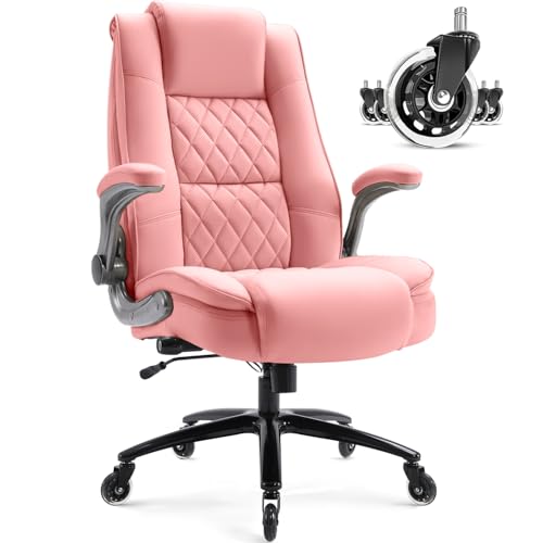 High Back Office Chair, Ergonomic Executive Computer Desk Chair - color: Pink