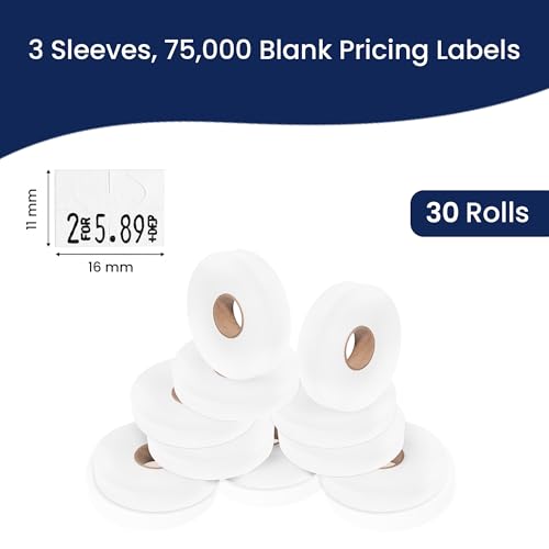Pricing Labels for Monarch 1130 White - 75,000 Labels w/ 30 Rolls Value Pack, 3 Sleeves - Made in USA - size: 3 Sleeves