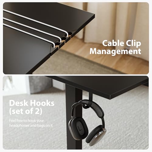 Agilestic 63 x 55 Inch L Shaped Electric Standing Desk, Black - color: Black, size: 63x55 Inch