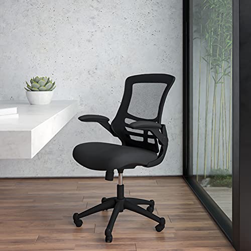 Flash Furniture Set of 4 Mid-Back Swivel Ergonomic Task Office Chairs with Flip-Up Arms, Black Mesh | Flip-up Arms, Mid-Back, Mesh Back - color: Black Mesh, size: Set of 4