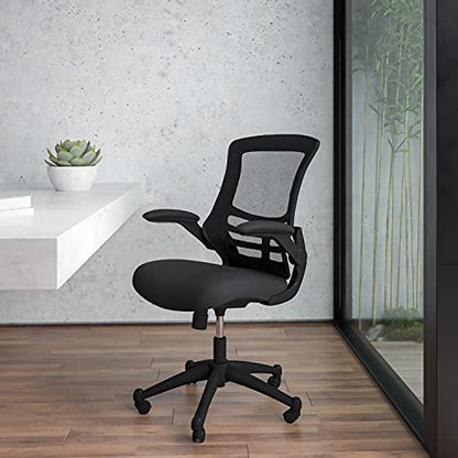 Flash Furniture Set of 4 Mid-Back Swivel Ergonomic Task Office Chairs with Flip-Up Arms, Black Mesh | Flip-up Arms, Mid-Back, Mesh Back - color: Black Mesh, size: Set of 4