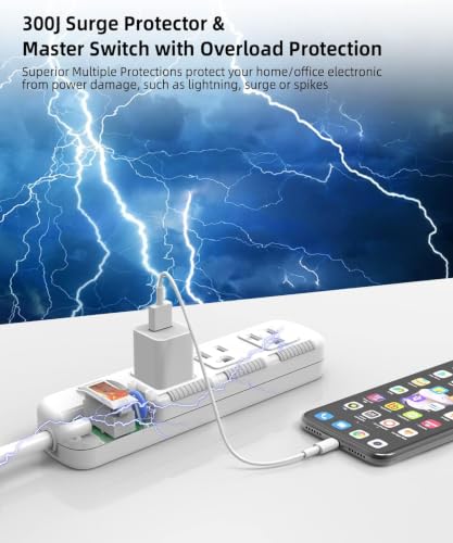 Flat Plug Power Strip Surge Protector 3 Outlets, Extension Cord 6 ft 3 Prong, 300J, 10A/1250W, Overload Protection Switch, Plug Strip for Home Office, Child Safety Slide Outlet Covers - style: 6ft/Ultra-thin Flat Plug