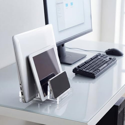 Chunful Vertical Laptop Stand Holder Organizer Plastic Adjustable Desktop Notebook Dock Space, Saving 4 in 1 for Notebook Computer, All Gaming Laptops up to 17'' - color: Clear, style: 4 in 1