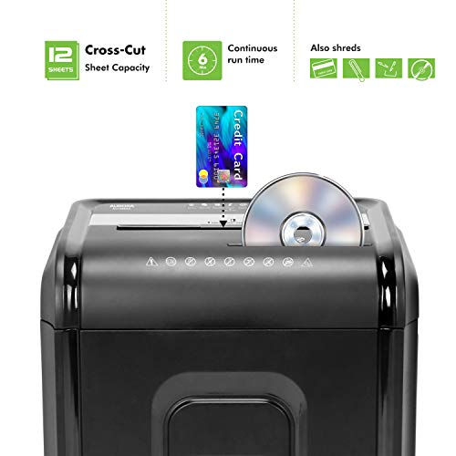 Aurora AU1260XA Anti-Jam 12-Sheet Crosscut Paper and CD/Credit Card Shredder - style: 12-Sheet Crosscut Black