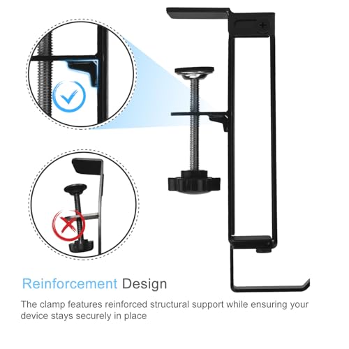 IFCASE Adjustable Desk Side Laptop Mount Holder with Headphone Hook, No Drill Desk Storage Organizer (Black) - color: Black