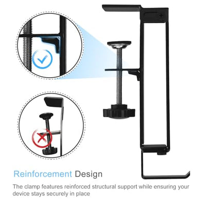 IFCASE Adjustable Desk Side Laptop Mount Holder with Headphone Hook, No Drill Desk Storage Organizer (Black) - color: Black