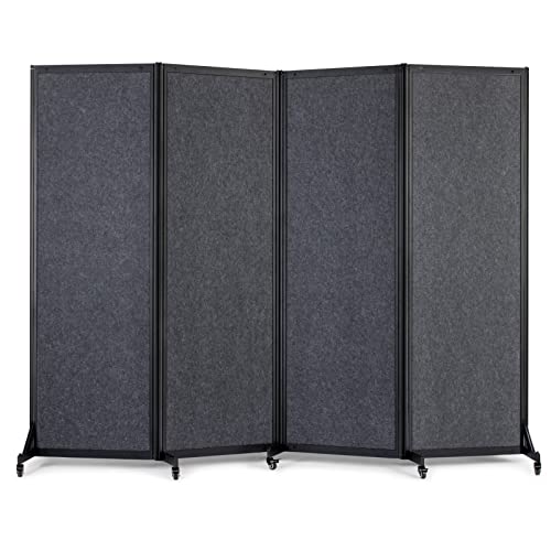 Room Partition,8'5"W x 6'7"H,4 Panel,Grey - color: Grey, size: 100.8"(L)*78.7"(H)