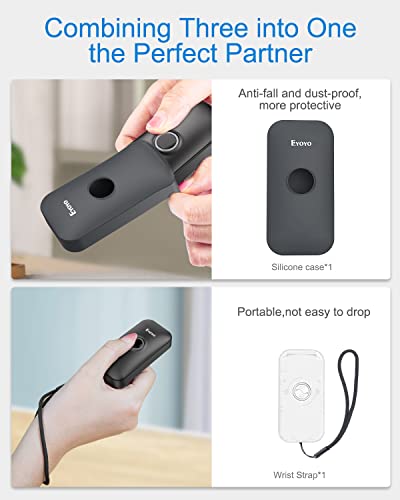 Eyoyo Portable Mini 1D Bluetooth Barcode Scanner with Case, Black