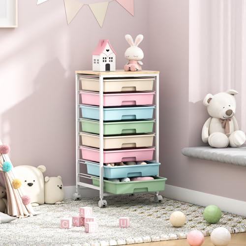 SYKIARIOL Rolling Cart with Drawers, 8 Drawers Utility Cart, Rainbow - color: Rainbow