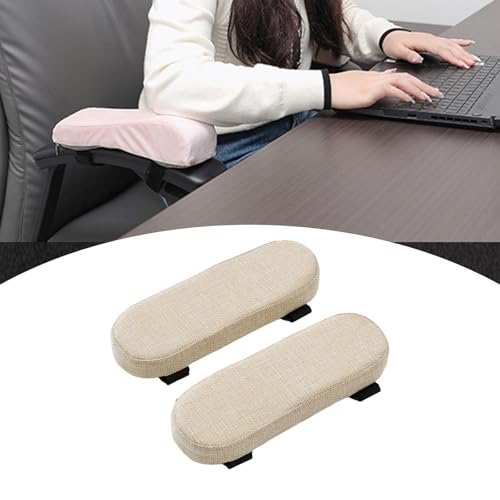 Office Chair Armrest Pad Elbow Cushion Thick Removable Cover Desk Chair Armrest Cushion Arm Padding for Recliners Sofa Home, Beige - color: Beige