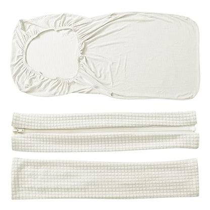 FORCHEER Office Chair Cover Water Repellent Jacquard Armrest Swivel Chair Slipcovers Removable Stretch Universal Computer Chair Cover L with Chair Arm Cover 2P-Cream - color: Cream, size: Large+Chair-Arm Cover