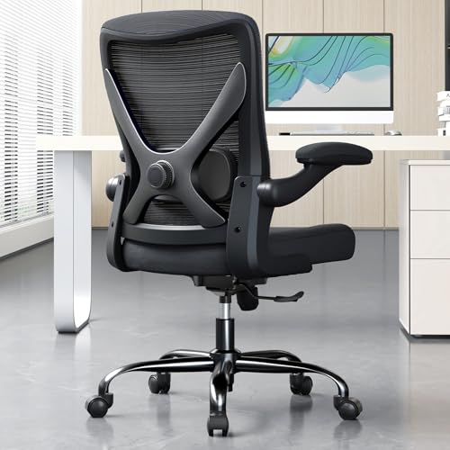 Office Chair: 330LBS Mesh Ergonomic Desk Chair Comfy with 3D Lumbar& Swivel - color: Full Black, size: Pack of 1