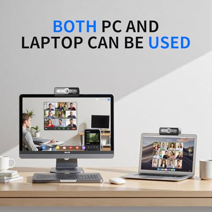 1080P Webcam with Microphone, USB Computer Camera for PC Full HD Web Cam for Desktop Computer Auto Light Adjustment Streaming Camera Plug and Play Noise Cancelling Webcam for Windows & Mac