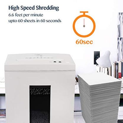 WOLVERINE SD9112 P5 Super Micro Cut Shredder, 10Sheet 60Min 6Gal 54dB White | P-5 Super Micro Cut | 2×12mm | 10-Sheet | 60Min | 54dB | 6Gal | Shreds CD+Cards | ETL Certified | 1-Year Warranty - size: 10-Sheet Level P5-White