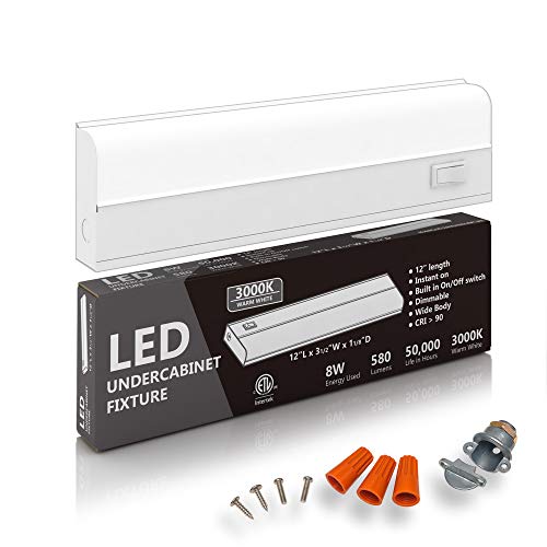 12" Hardwired Under Cabinet Light, 3000K Warm White, ETL, 580 lm, Dimmable - color: 3000K Warm White, size: 12 INCH