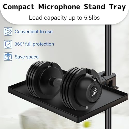 BILIONE Mic Stand Tray 10.6" x 7.8" Large with Crab Clamp for Mixers & Gear - style: Tray