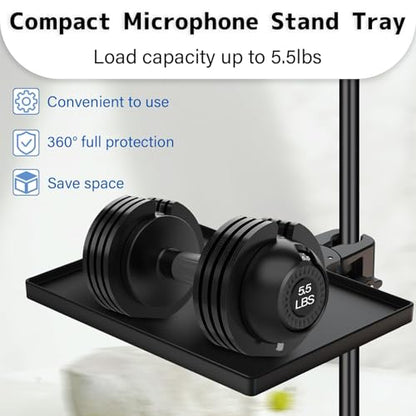 BILIONE Mic Stand Tray 10.6" x 7.8" Large with Crab Clamp for Mixers & Gear - style: Tray