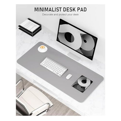 Desk Pad, Leather Non-Slip Laptop Computer Desk Keyboard Mat, Table Protector Blotter Mat, Large Mouse Pad (23.6" x 11.8")-Grey - color: Grey