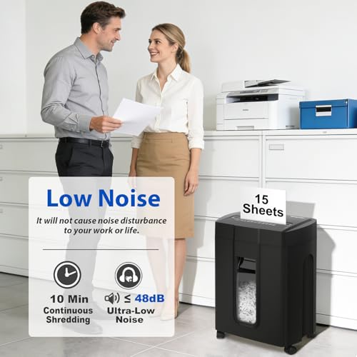 Wingwise Ultra Low Noise 48dB Paper Shredder for Home Office - color: Black, size: 15 Sheets