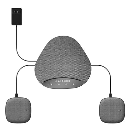 AIRHUG Bluetooth Speakerphone for 8 People, 2 Expansion Microphones | 360° Voice Pickup, Noise Reduction, Conference Speaker with Microphone