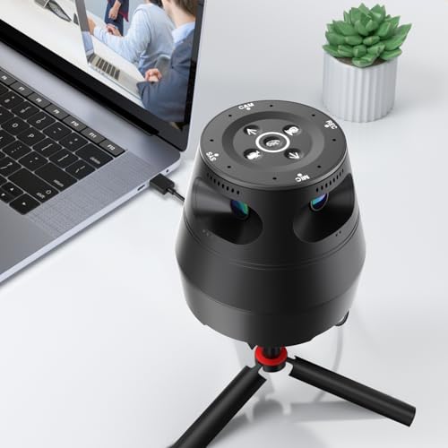 360 Conference Camera, Immersive Video Conference Experience, Both Overall and Speakers’ Close-up View, Conference Room Webcam 1080P for Small/Mid-Size Rooms, Micro SD Slot Equipped