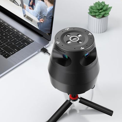 360 Conference Camera, Immersive Video Conference Experience, Both Overall and Speakers’ Close-up View, Conference Room Webcam 1080P for Small/Mid-Size Rooms, Micro SD Slot Equipped