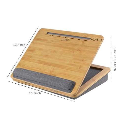 Adjustable Lap Desk for Laptop with Cushion Tablet Phone Holder - size: 16.5"x13.4" Height-adjustable