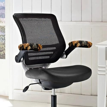 Rose Butterfly Print Office Chair Arm Covers Protectors, Elastic Chair Armrest Slipcovers Soft Comfy Desk Chair Armrest Covers, Universal Game Chair Arm Rest Covers - color: Black and Gold - Rose Butterfly