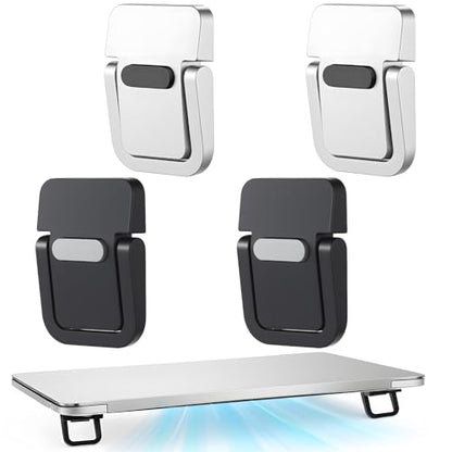 4pcs Portable Keyboard Riser, Mini Foldable Laptop Stand for Desk Self-Adhesive Plastic Invisible Laptop Feet Adjustable Computer Keyboard Lift for Most Keyboards