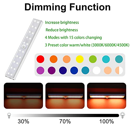 48 LED Under Cabinet Lighting Wireless, 15 Colors Changeable Rechargeable RGB Under Cabinet Lights Remote Control Under Counter Lights Mini Night Light Bar for Indoor Display Shelf, 4 Pack | 15 Colors , Under Cabinet Lights, Remote Control, Timer, Dimmabl