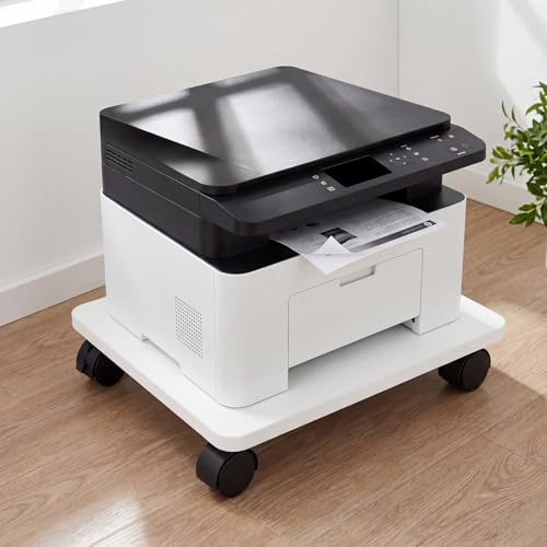Beeveer 2 Pcs White Under Desk Printer Stand 15.8 x 13.8 x 3.2 Inches - color: White, size: 15.8 x 13.8 x 3.2 Inches