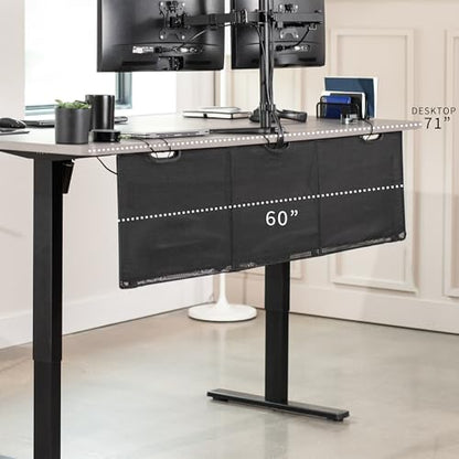 VIVO 60 inch Under Desk Privacy and Cable Management Organizer Sleeve, Wire Hider Kit Panel System, Black, DESK-SKIRT-60 - size: 60" Panel