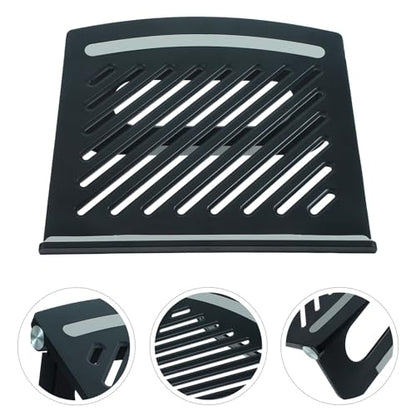 Foldable Adjustable Laptop Stand with Ventilated Panel, Black Riser