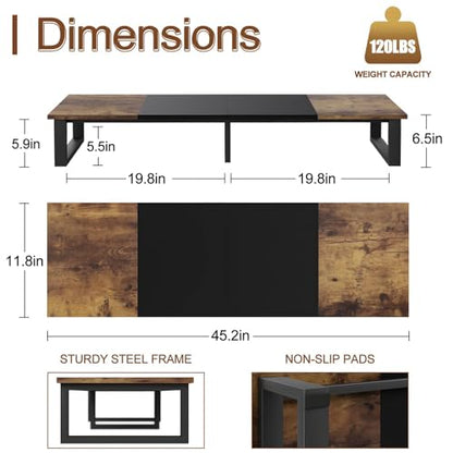 aboxoo 45" TV Riser Stand for 32-60 Inch TV, TV Shelf with Steel Legs - color: Brown, size: 45 inch