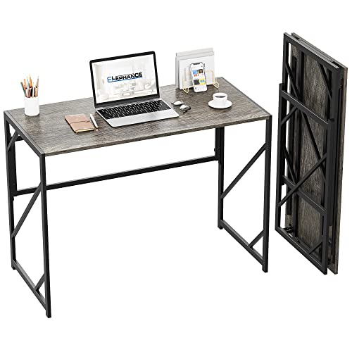 Elephance Folding Desk Writing Computer Desk for Home Office No-Assembly | Study Office Desk,Foldable Table for Small Spaces,31.5 Inch,Black Oak - color: Black Oak, size: 31.5 Inch